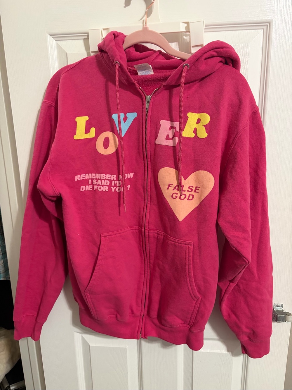 Taylor Swift Pink 'Lover' Graphic Zip Hoodie